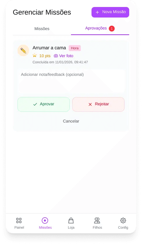 App JOBO - Dashboard da criança com mascotes