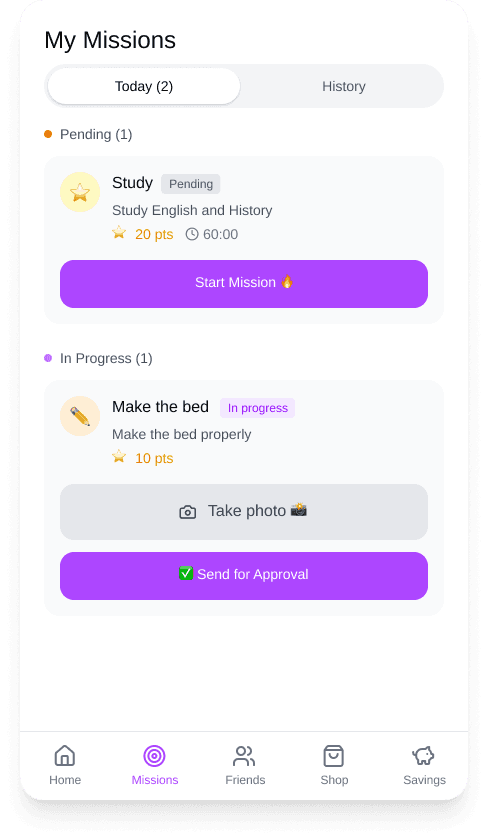 Missões e Aprovação